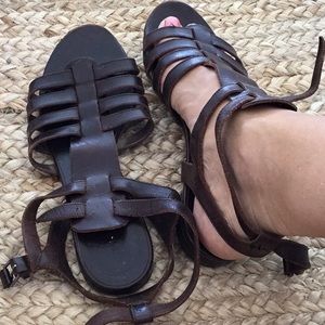 Balenciaga Paris sz 8.5 brown gladiator sandals
